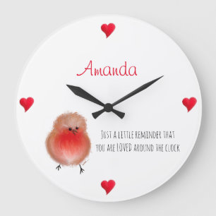 Loved around the clock cute robin große wanduhr