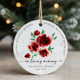 Loved Beyond Words Roses in Loving Memory Keramik Ornament