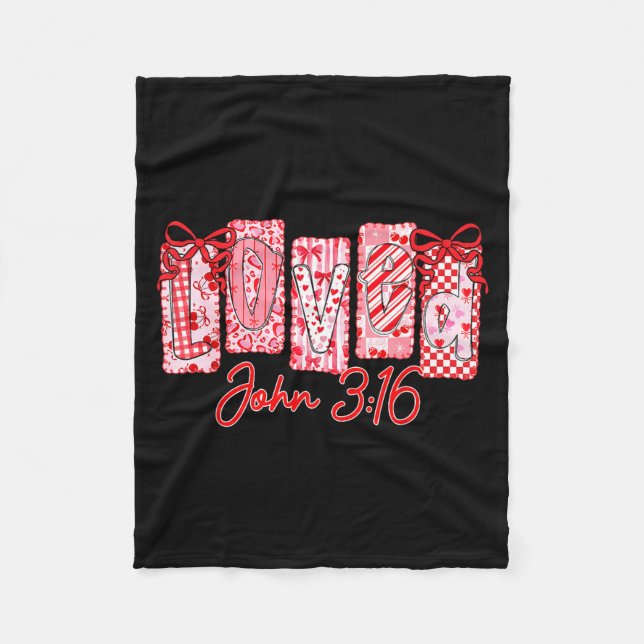 Loved John 3 16 Christian Loves Valentine's Day Go Fleecedecke (Vorderseite)