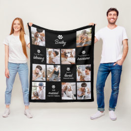 Loved & Missed Pet Dog Memorial 10-Photo Collage Fleecedecke