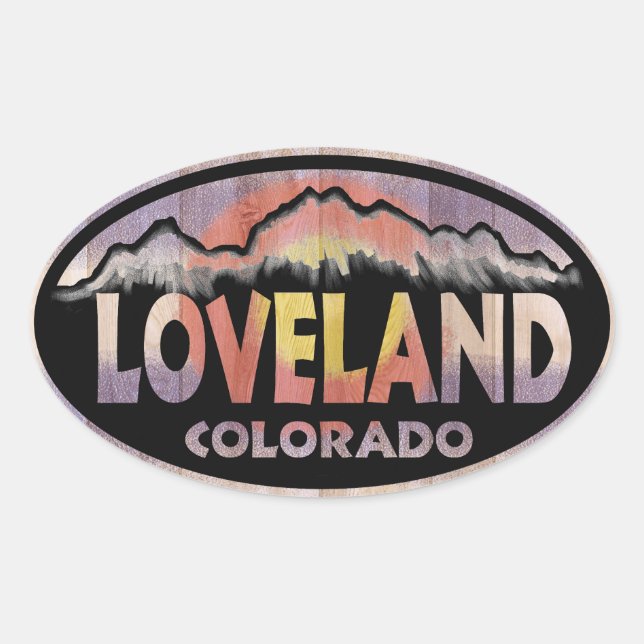 Loveland Colorado Holzflagge ovale Aufkleber (Vorderseite)