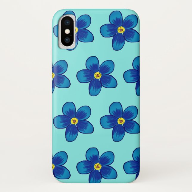 Lovelu Blue Blumen Apple iPhone X, selten dort Case-Mate iPhone Hülle (Rückseite)