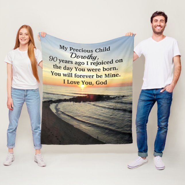 LOVELY 90. BIRTHDAY PERSONALISIERT SUNRISE FLEECEDECKE (Beispiel)