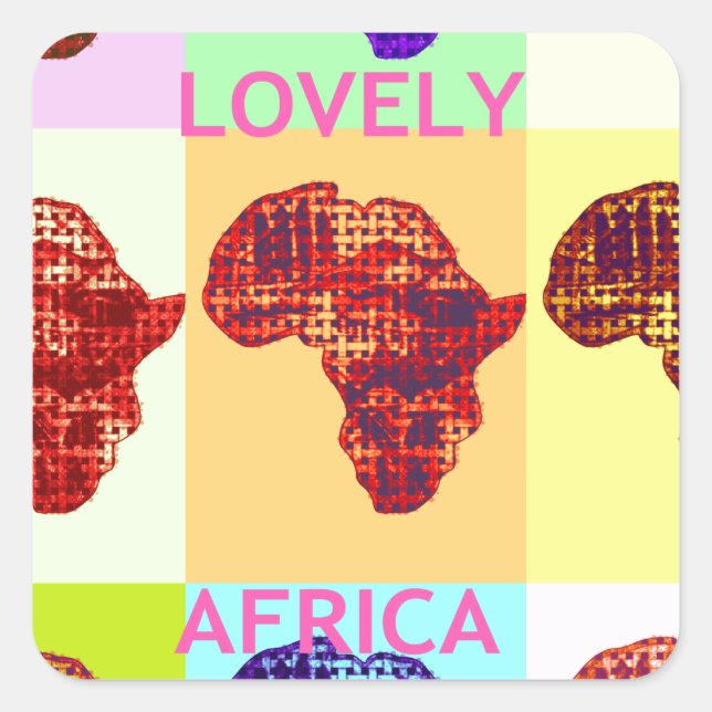 LOVELY AFRICA QUADRATISCHER AUFKLEBER (Vorderseite)