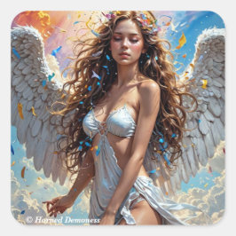 lovely angel quadratischer aufkleber