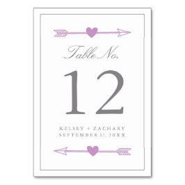 Lovely Arrows Tischnummer Card / Lilac and Grey