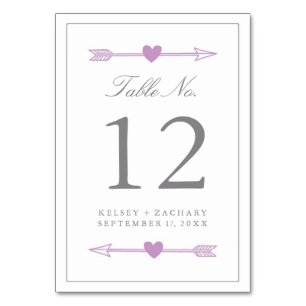 Lovely Arrows Tischnummer Card / Lilac and Grey
