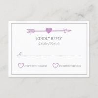 Lovely Arrows Wedding RSVP Card / Lilac and Grey