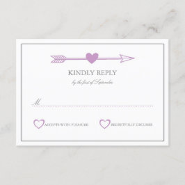 Lovely Arrows Wedding RSVP Card / Lilac and Grey