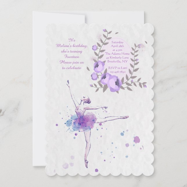 Lovely Ballerina Einladung (Vorderseite)