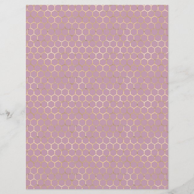 Lovely Bee Pink Honeycomb Scrapbook Paper Sheet (Vorderseite)