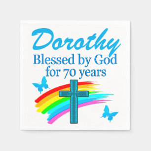 LOVELY BLAUE PERSONALISIERT 70. GEBURTSTAG NAPKINS SERVIETTE