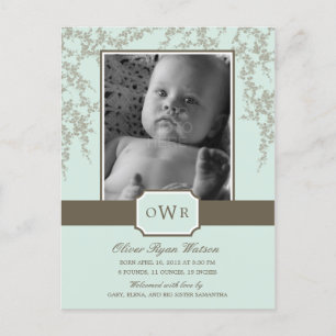 Lovely Blossoms Baby Faire-part de naissance (Aloe