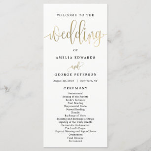 Lovely Calligraphie Programme de mariage Faux Gold