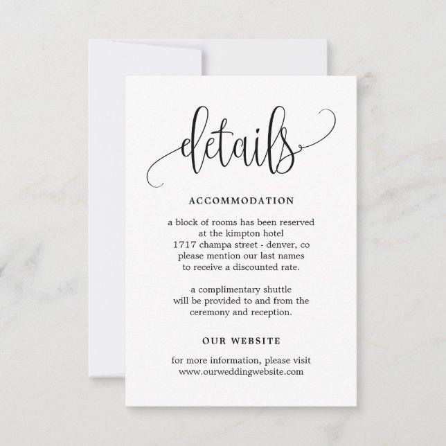 Lovely Calligraphy EDITABLE COULEUR Détails Carte  (Devant)