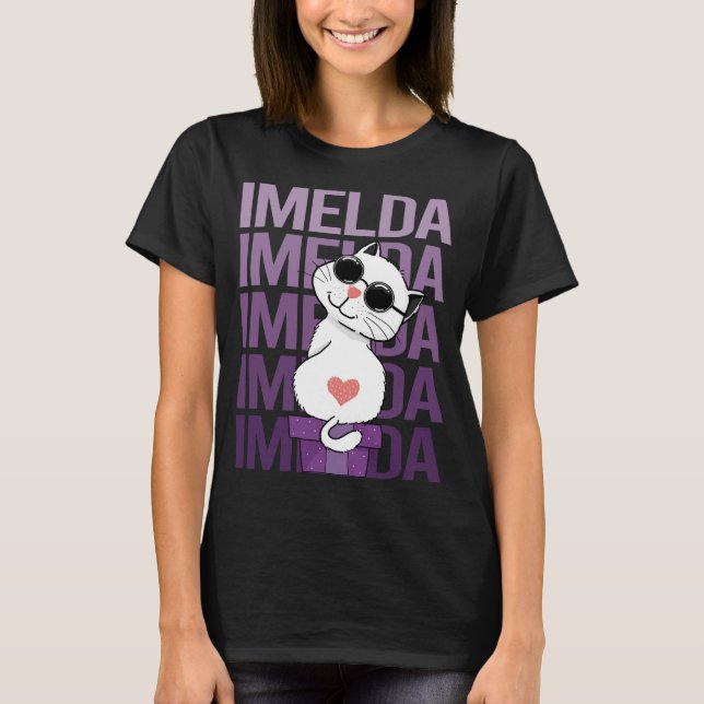 Lovely Cat - Imelda Name T-Shirt (Vorderseite)