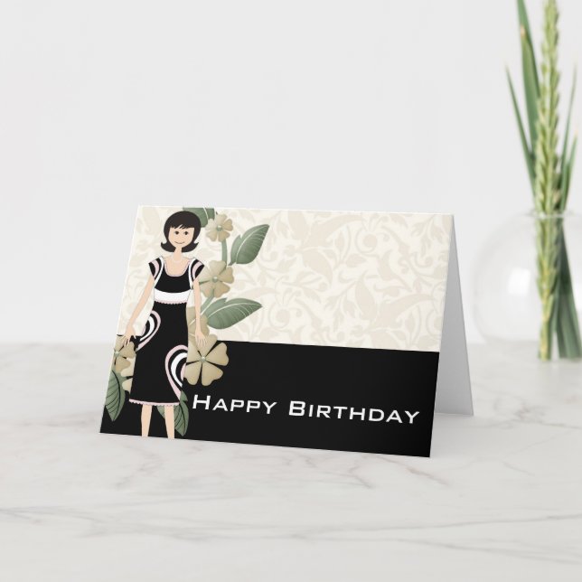Lovely Chic Woman Heureuse Carte de voeux d'annive (Devant)