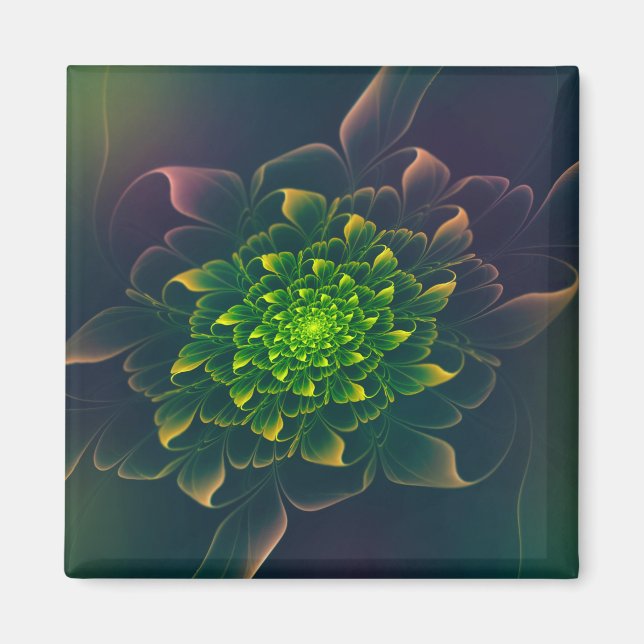 Lovely Chrysanthemum Fraktal Green Magnet (Vorne)