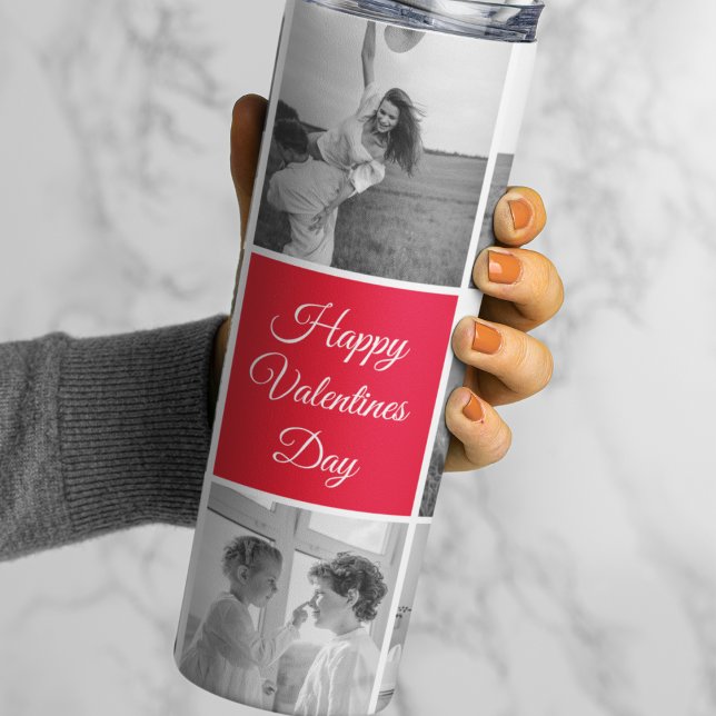 Lovely Collage Couple Foto & Happy Valentines Day Thermosbecher (Von Creator hochgeladen)