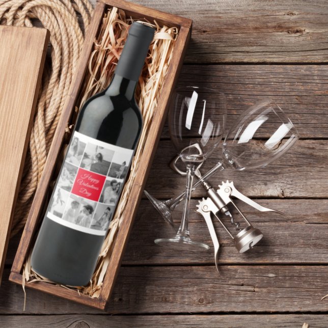 Lovely Collage Couple Foto & Happy Valentines Day Weinetikett (Von Creator hochgeladen)