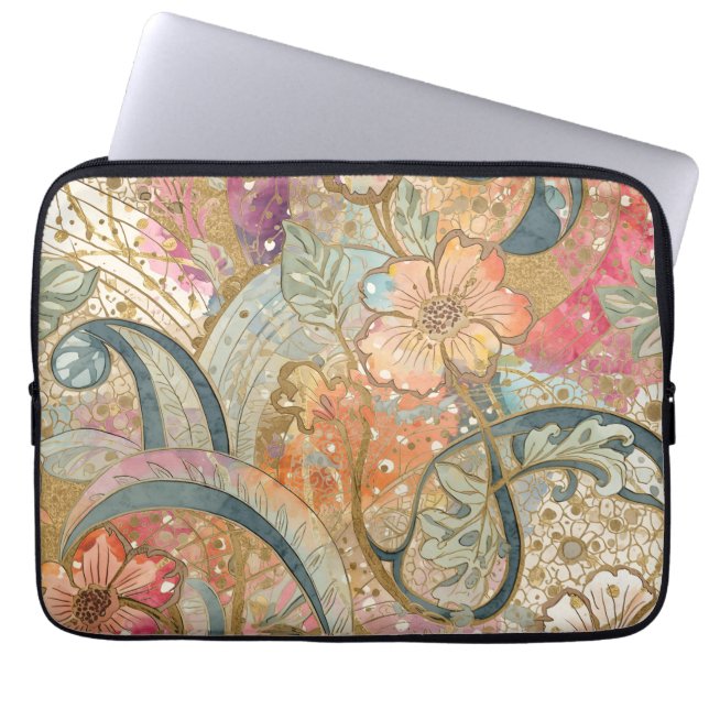 Lovely Colorful Flowers and Pattern, Rainbow Laptopschutzhülle (Vorderseite)