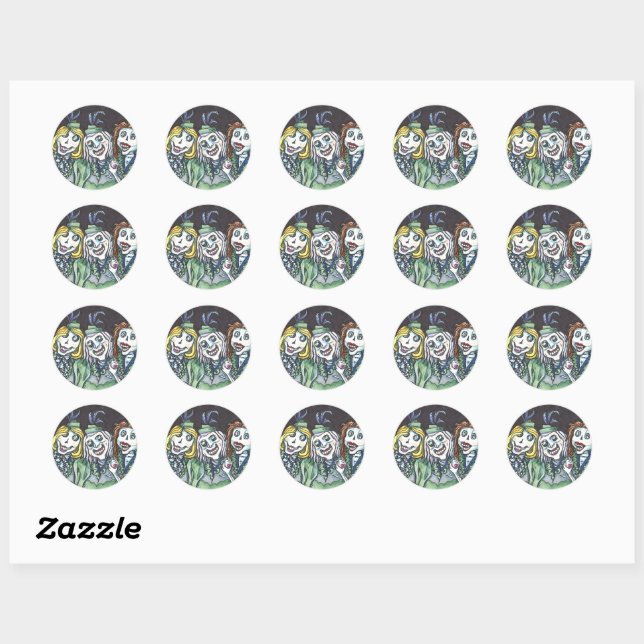 LOVELY CREEPY ZOMBIE BRIDESMAIDS NEHMEN SELBST RUNDER AUFKLEBER (Blatt)
