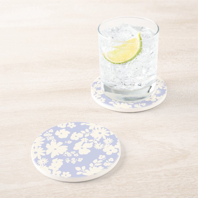 Lovely Daisies Pattern Custom Background Colors  Getränkeuntersetzer (Seite)