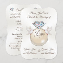 Lovely Diamond Ring Love Bird Wedding Einladungen