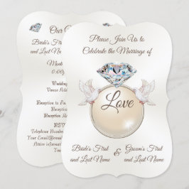 Lovely Diamond Ring Love Bird Wedding Einladungen
