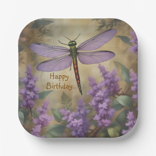 Lovely Dragonfly in Garden Pappteller (Vorderseite)