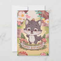 Lovely Dreamy Wolf Digital Geburtstag