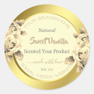 Lovely Floral Gold Cream Étiquettes d'emballage de