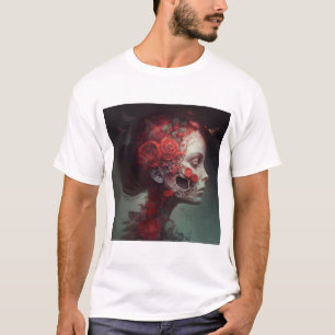 Lovely Floral Women Skull T-Shirt