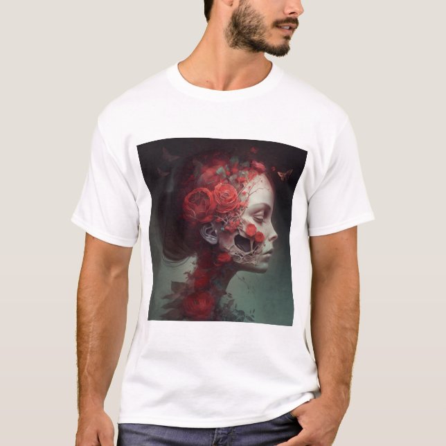 Lovely Floral Women Skull T-Shirt (Vorderseite)