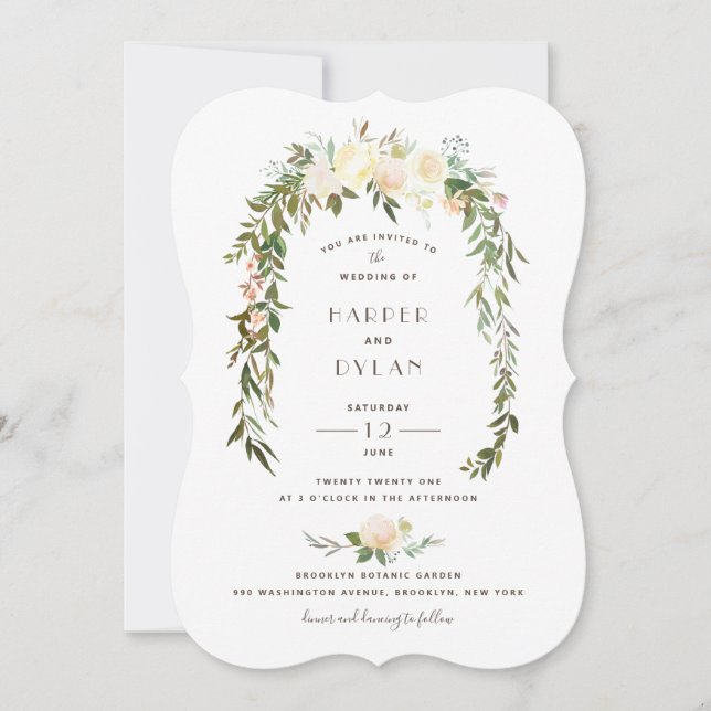 Lovely Florals | Wasserfarbenhochzeit Einladung (Vorderseite)