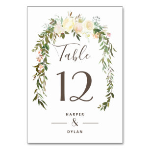 Lovely Florals   Wasserfarbige Hochzeitsstimmung - Tischnummer