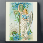 Lovely Forget Me Not Angel  Fotoplatte<br><div class="desc">vintage painting with a beautiful christian angel in a white dress.</div>
