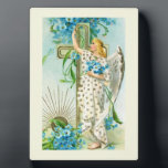 Lovely Forget Me Not Angel  Fotoplatte<br><div class="desc">vintage painting with a beautiful christian angel in a white dress.</div>