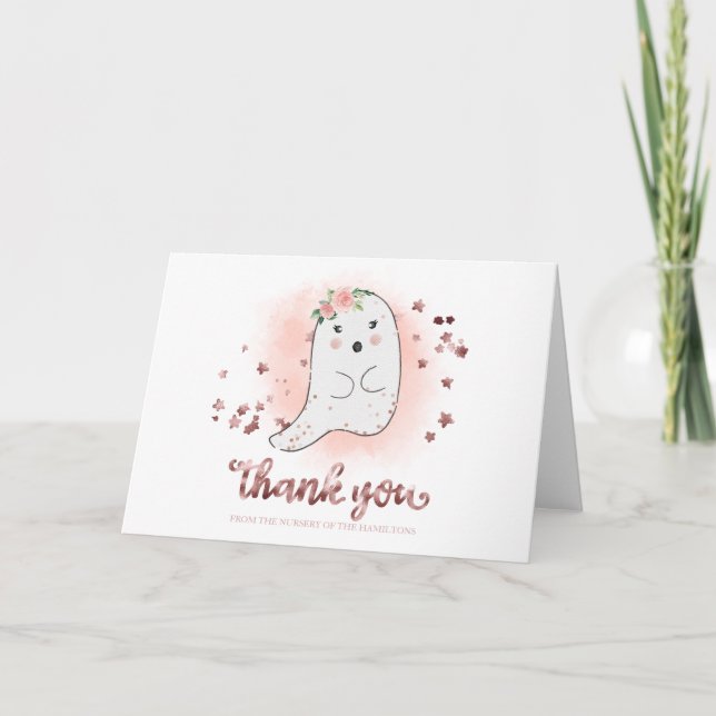 Lovely Ghost Halloween Baby shower Carte de remerc (Devant)