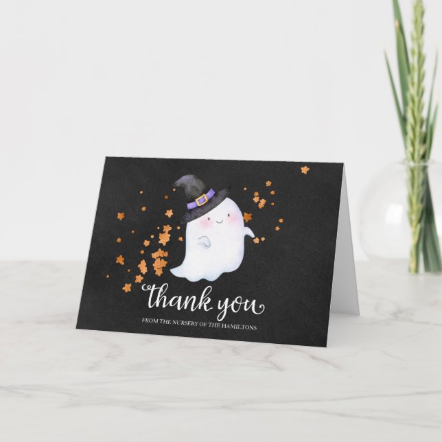 Lovely Ghost Halloween Baby shower Carte de remerc (Devant)