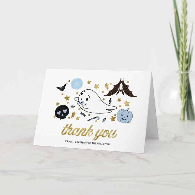 Lovely Ghost Halloween Baby shower Carte de remerc (Devant)