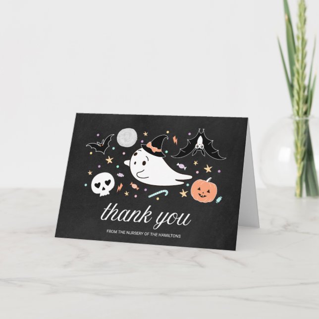 Lovely Ghost Halloween Baby shower Carte de remerc (Devant)