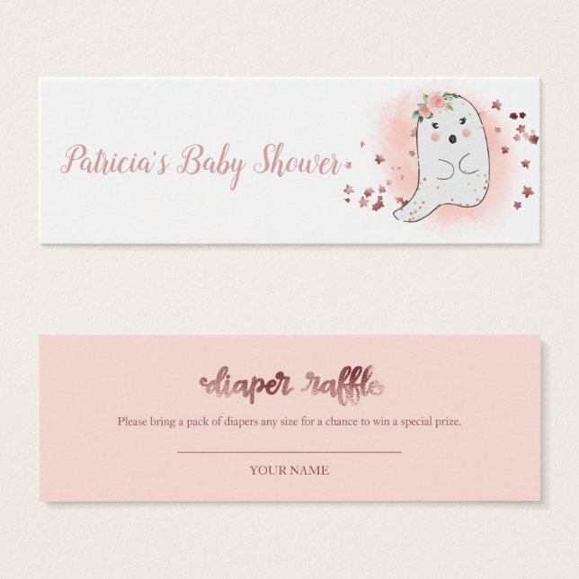 Lovely Ghost Halloween Baby shower Déchets Raffle (Devant & derrière)