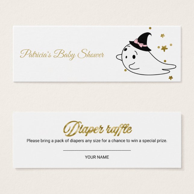 Lovely Ghost Halloween Baby shower Déchets Raffle (Devant & derrière)