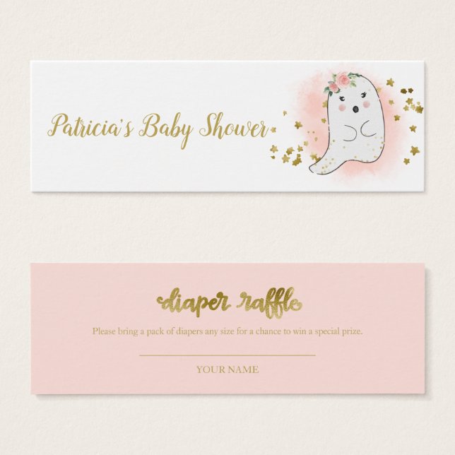 Lovely Ghost Halloween Baby shower Déchets Raffle (Devant & derrière)