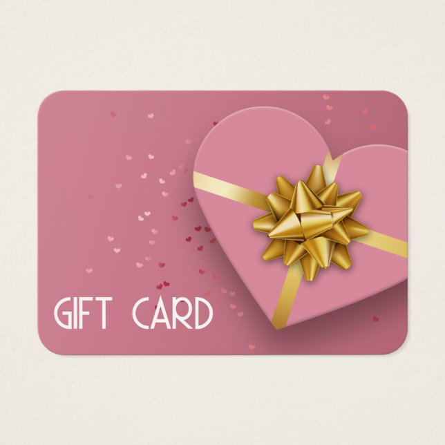 Lovely Gold Bow Pink Heart Boîte à cadeaux Carte c (Devant)