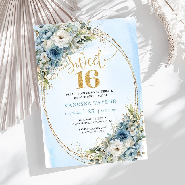 Lovely Gold Glitter Frame Sweet Sixteen Birthday  Einladung (Lovely Gold Glitter Frame Sweet Sixteen Birthday Invitation

)