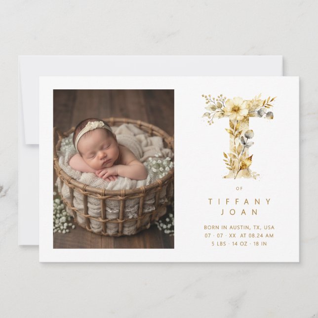 Lovely Gold L Initial with Romantic Floral Design (Vorderseite)