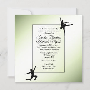 Lovely Green Ballet Dancers Faire-part de mariage
