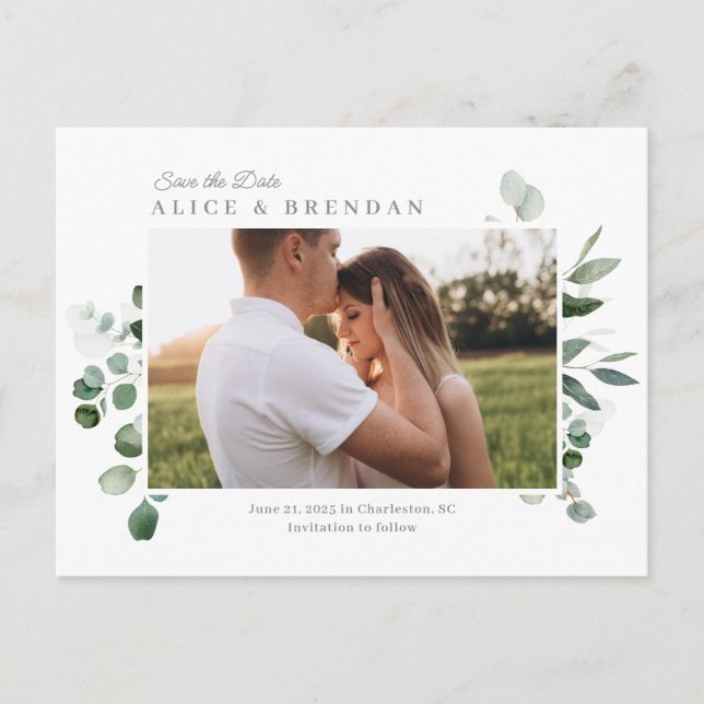 Lovely Green Wedding Enregistrer La Date Carte Pos (Devant)